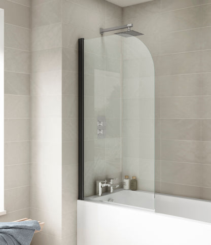Nuie 790mm Semi-Frameless Matt Black Bath Screen