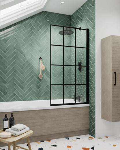 Nuie 790mm Framed Matt Black Bath Screen