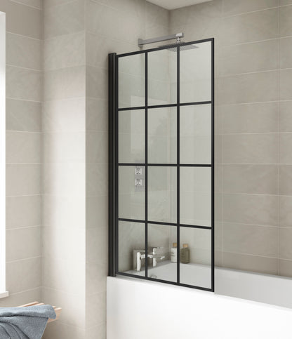 Nuie 790mm Framed Matt Black Bath Screen