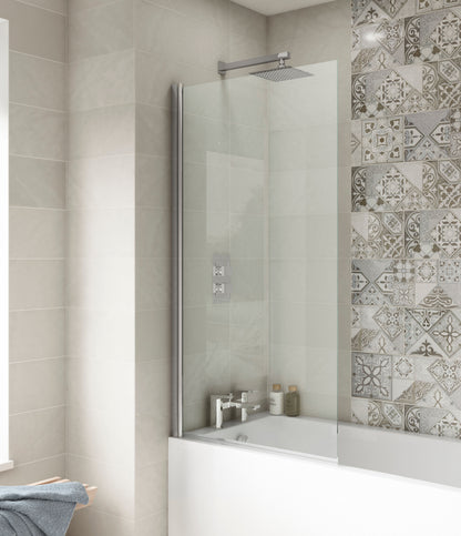Nuie 790mm Semi-Frameless Chrome Bath Screen