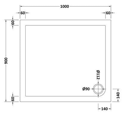 Rectangular Slimline Shower Tray 1000 x 900mm