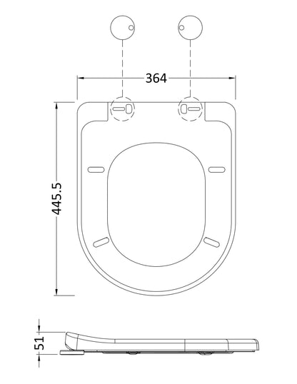Nuie D-Shaped Soft Close Toilet Seat With Top Fix Hinge