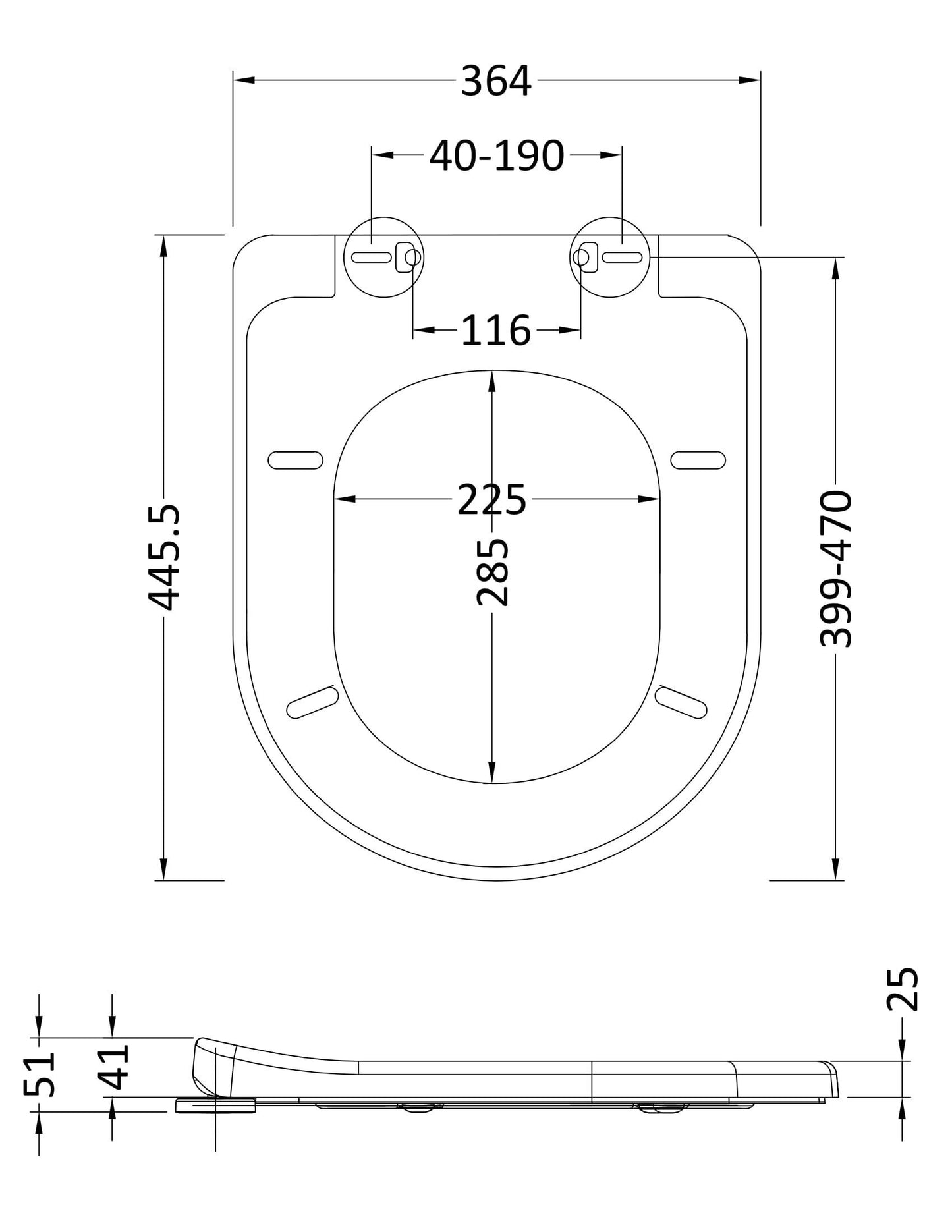 Nuie D-Shaped Soft Close Toilet Seat With Quick Release Hinge