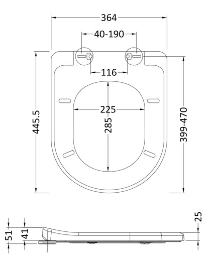 Nuie D-Shaped Soft Close Toilet Seat With Quick Release Hinge