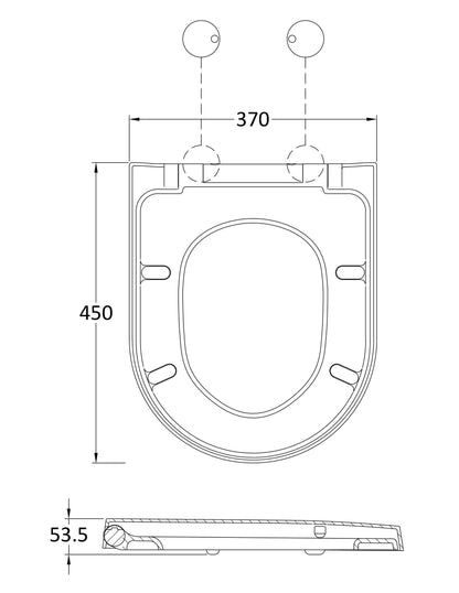 Nuie D-Shaped Soft Close Toilet Seat With Top Fix Hinge