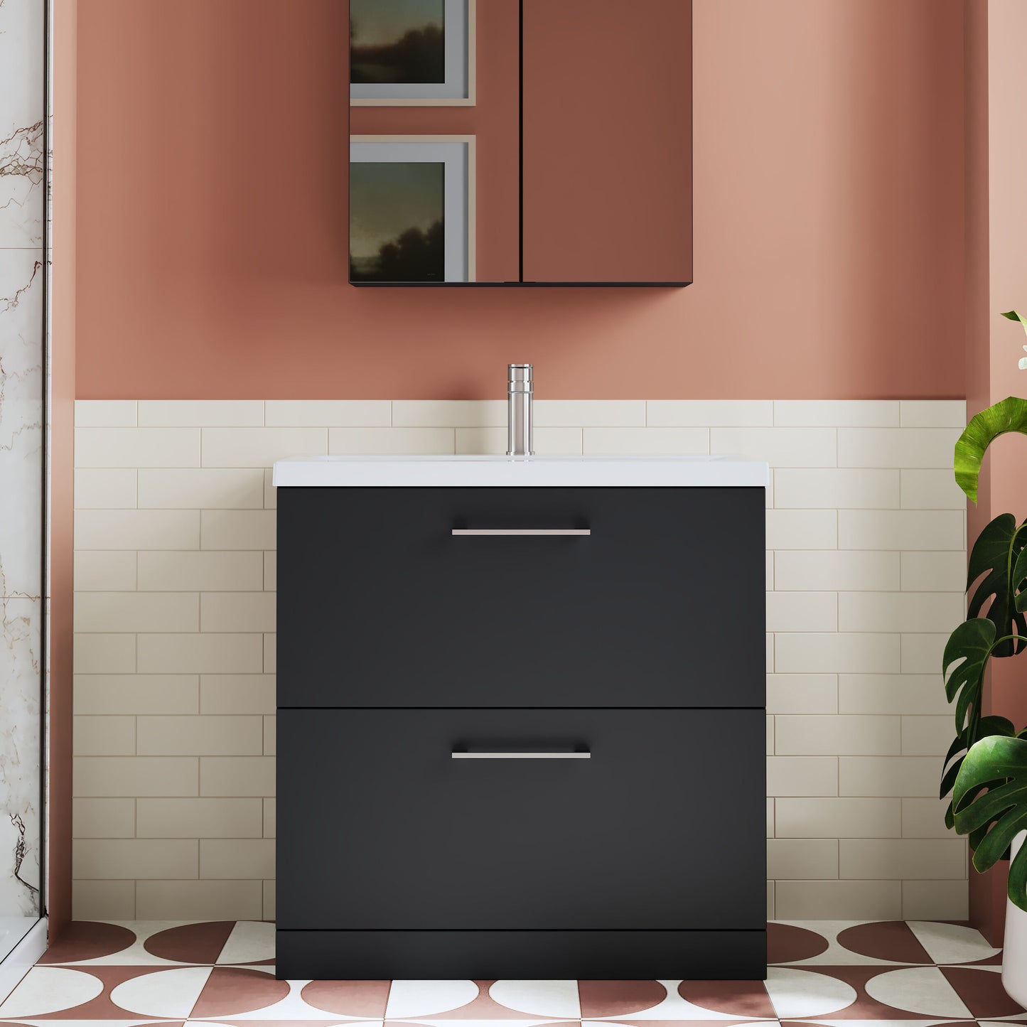 800mm Floor Standing 2 Drawer Unit (365 Deep)