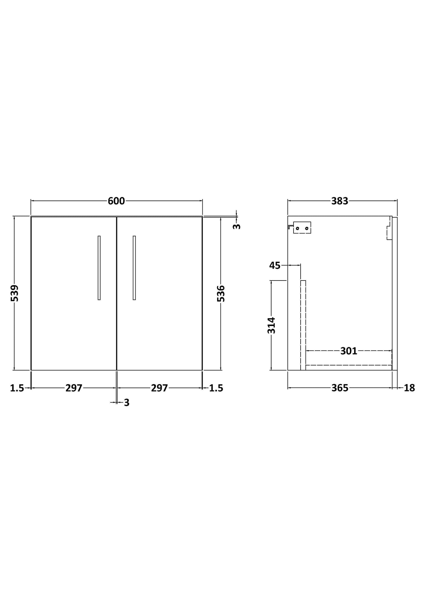 600 WH 2-Door Unit (365 Deep)