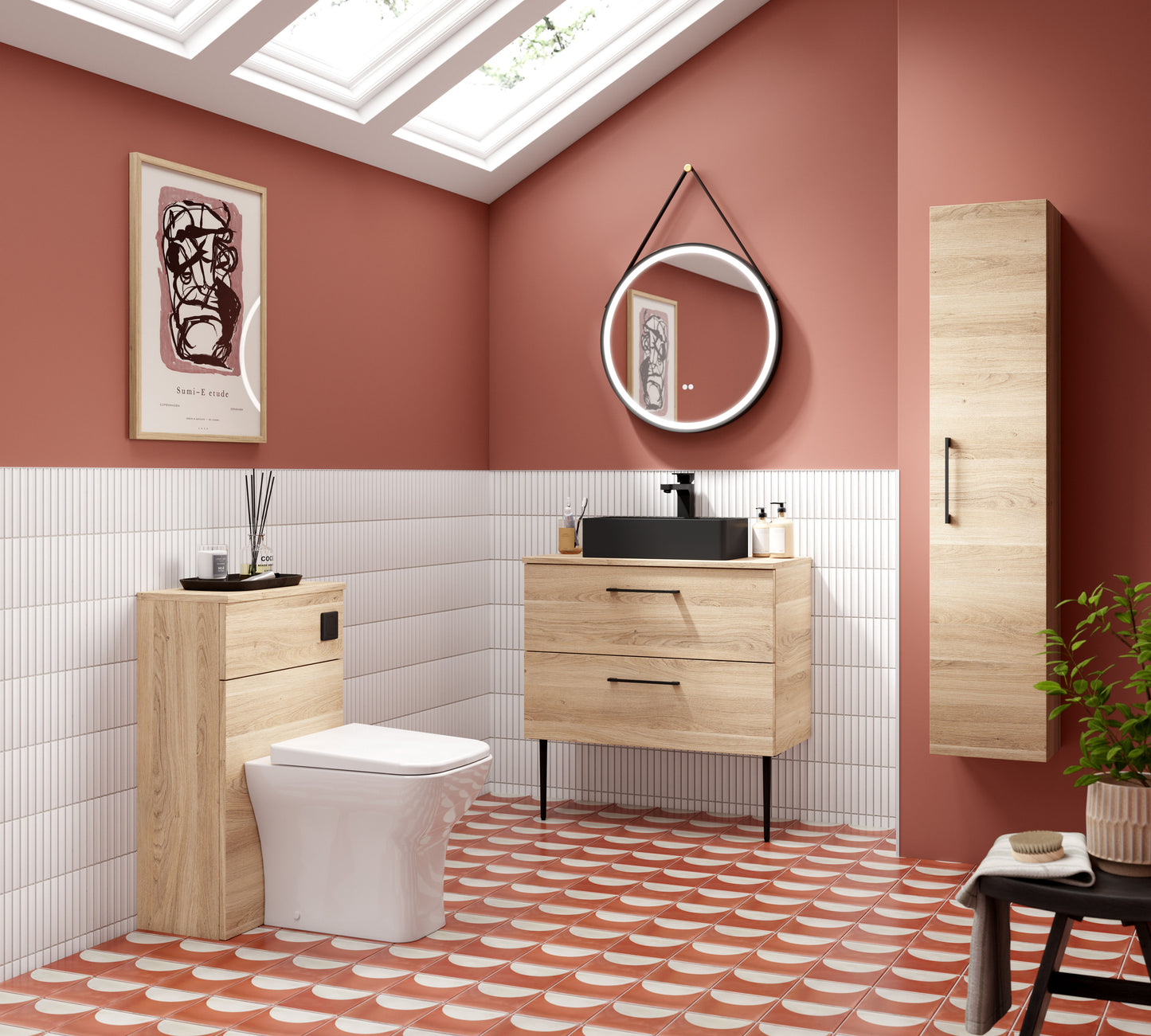 Nuie Arno 500mm Bleached Oak 235mm Deep Floor Standing WC Unit