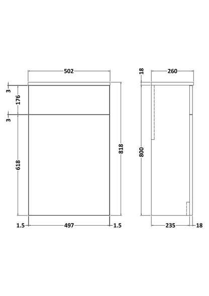 Nuie Arno 500mm Charcoal Black Floor Standing Compact WC Unit