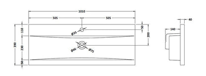 Furniture Mid-Edge Ceramic Basin 1 Tap Hole 1000mm