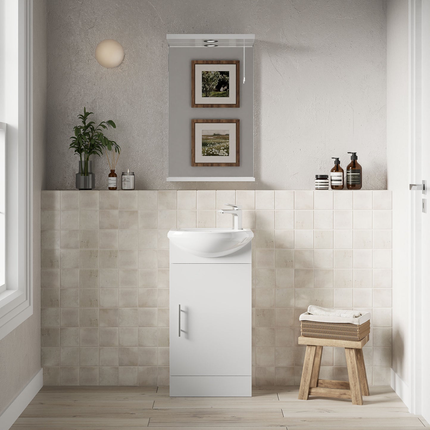 Mayford Floor Standing Single Door Cloakroom Vanity Unit with Ceramic Basin 400mm