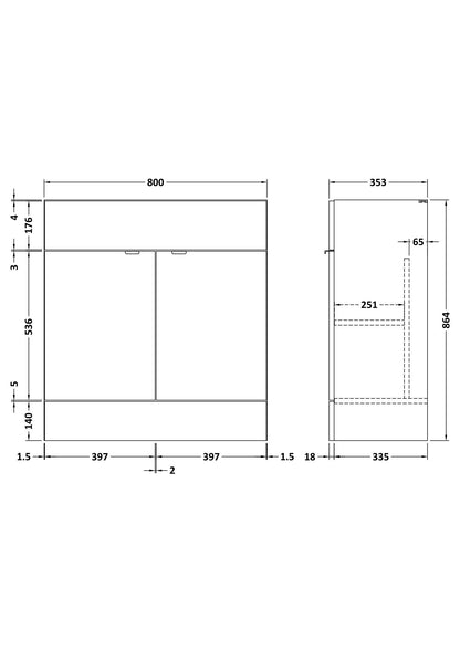 Fusion 800mm Vanity Unit full-depth