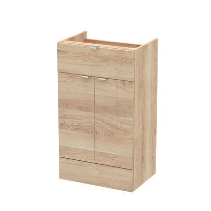 Hudson Reed Fusion 500mm 1 Door Drawer Bleached Oak Floor Standing Cabinet With Handles