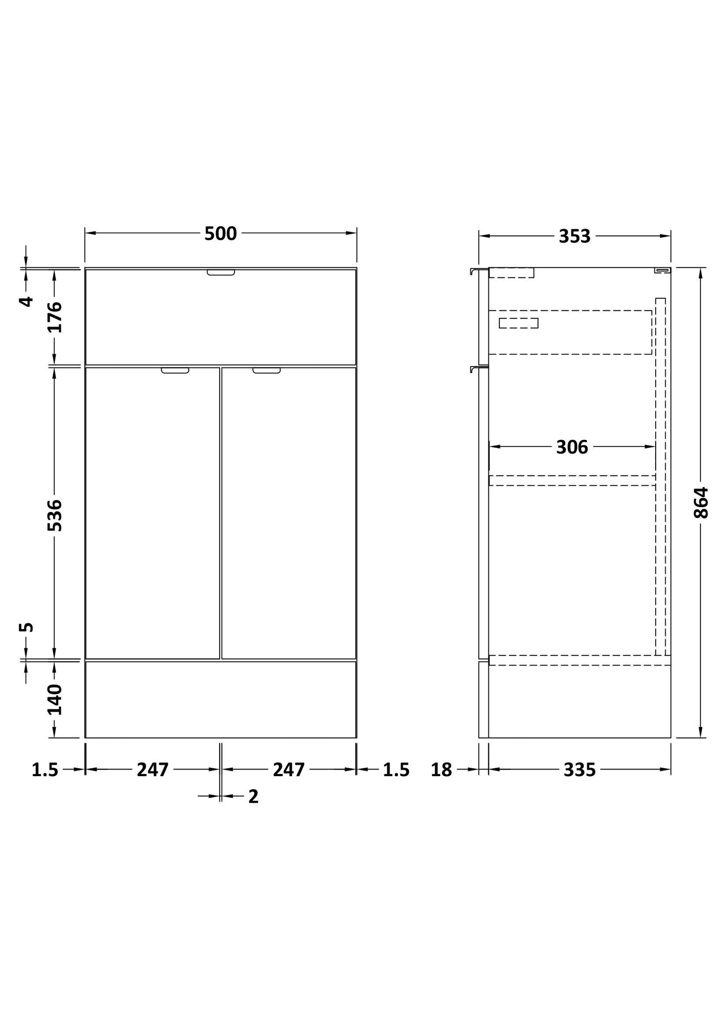 Hudson Reed Fusion 500mm 1 Door Drawer Bleached Oak Floor Standing Cabinet With Handles