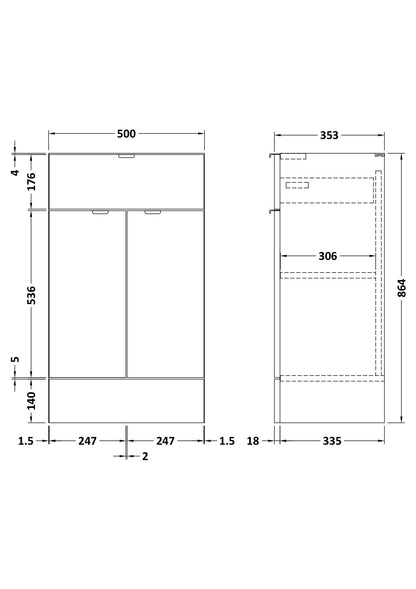 Hudson Reed Fusion 500mm 1 Door Drawer Bleached Oak Floor Standing Cabinet With Handles