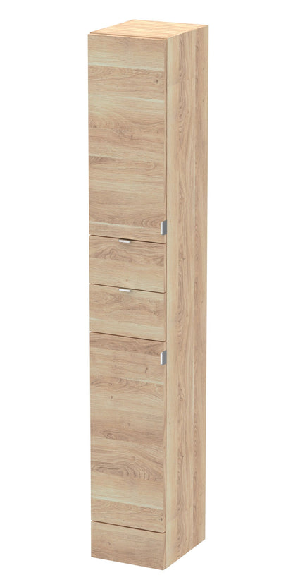 Hudson Reed Fusion 300mm 2 Door Drawer Bleached Oak Floor Standing Tall Cabinet With Handles