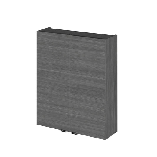 Hudson Reed Fusion 500mm 2 Door Graphite Grey Woodgrain Wall Hung Cabinet With Handles