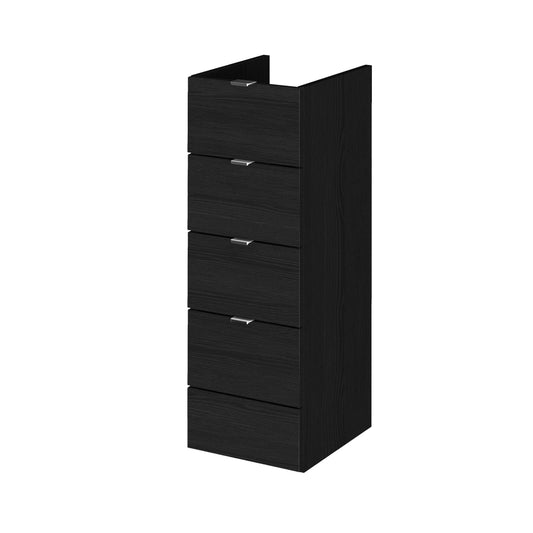Hudson Reed Fusion 300mm 4 Drawer Charcoal Black Floor Standing Cabinet With Handles