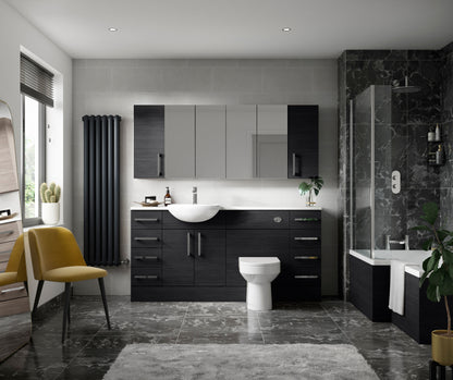 Hudson Reed Fusion 300mm 4 Drawer Charcoal Black Floor Standing Cabinet With Handles