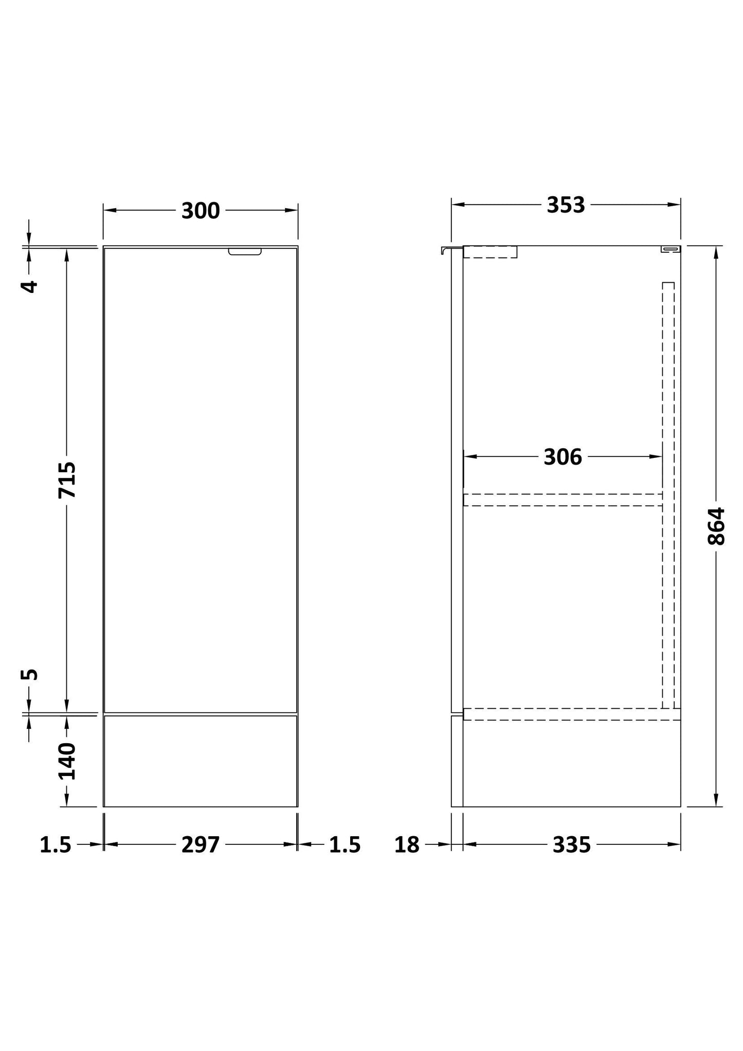 Hudson Reed Fusion 300mm 1 Door Gloss Grey Floor Standing Base Unit With Handles