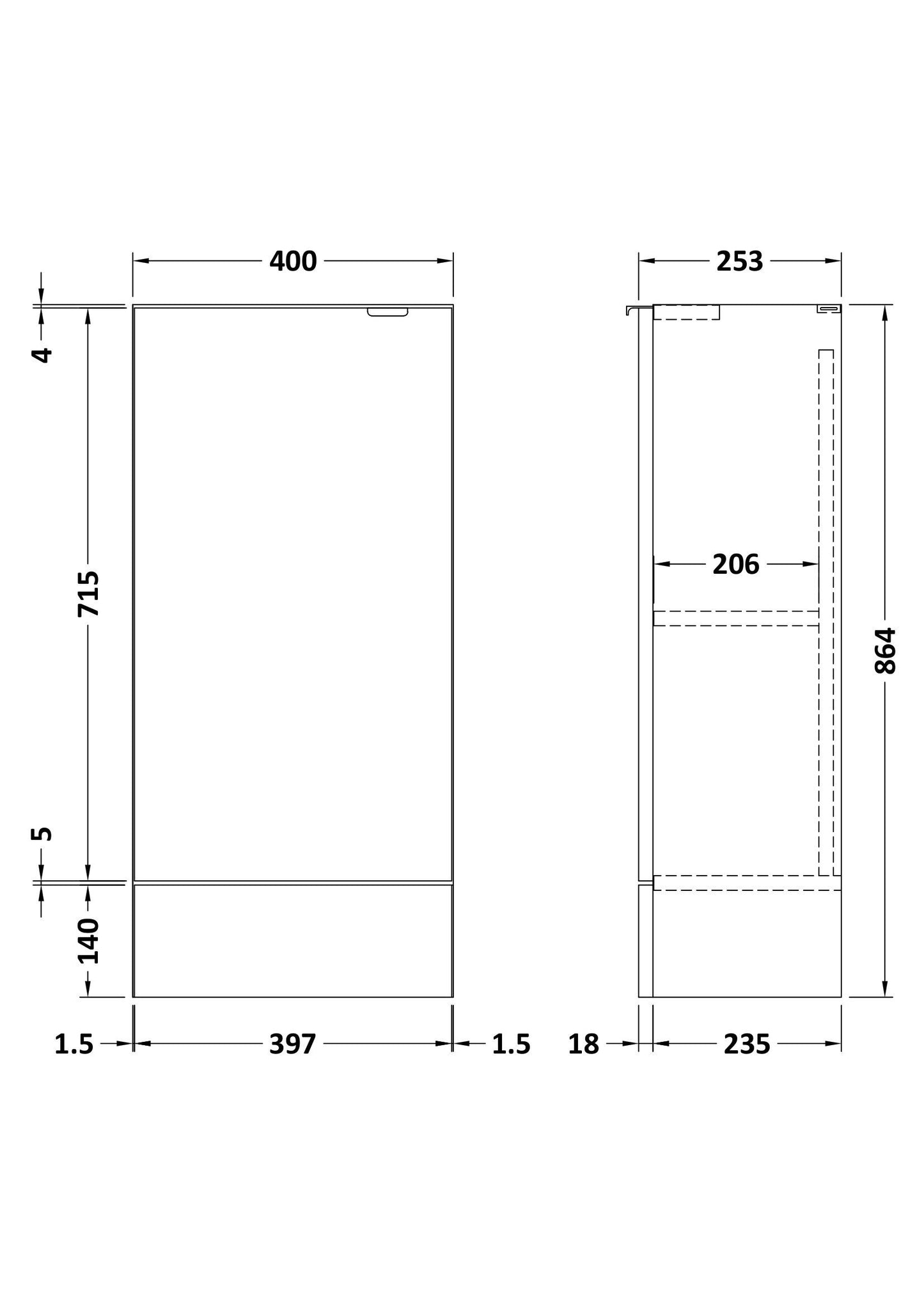 Hudson Reed Fusion 400mm 1 Door Gloss Grey Compact Floor Standing Base Unit With Handles