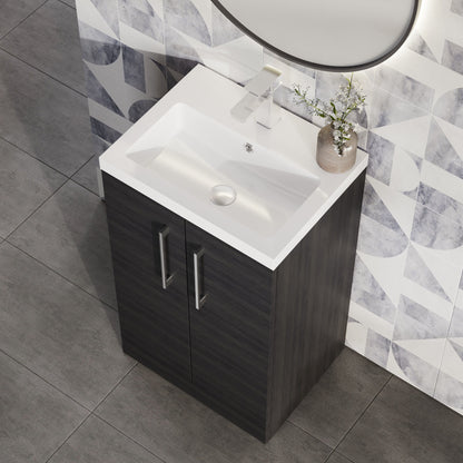 Nuie Arno Compact 603mm Floor Standing 2-Door Vanity Unit With Basin