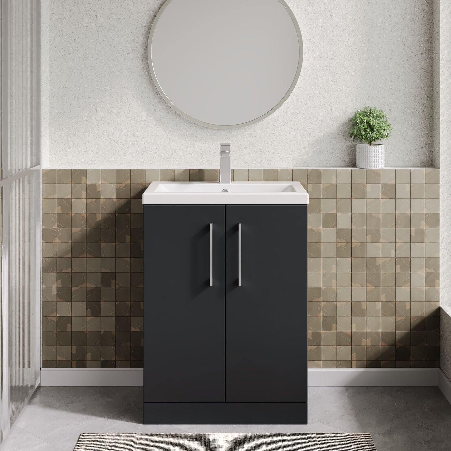 Nuie Arno 600mm Floor Standing 2 Door Vanity Unit with Basin