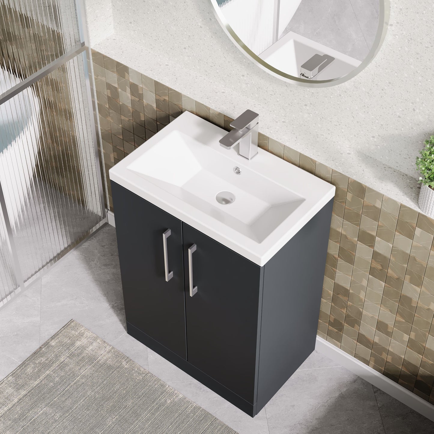 Nuie Arno 600mm Floor Standing 2 Door Vanity Unit with Basin