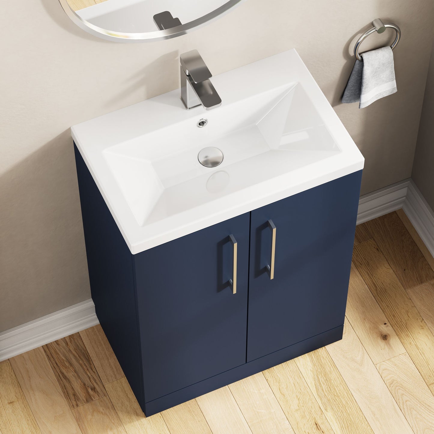 Nuie 600mm Floor Standing 2-Door Vanity Unit With Basin