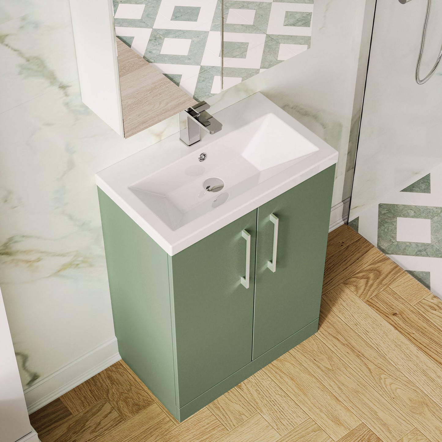 Arno Compact 600mm Floor Standing 2 Door Vanity & Ceramic Basin