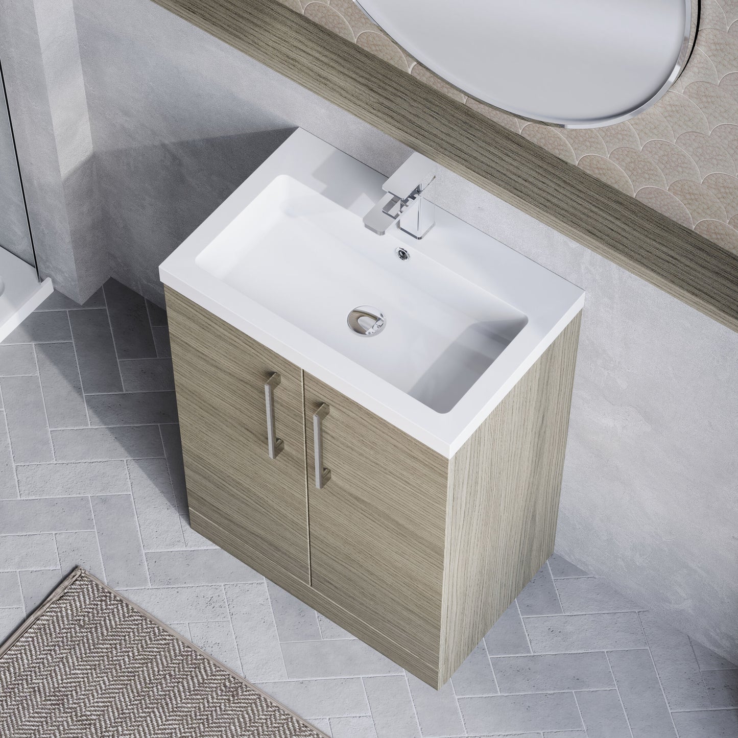 Arno Compact 600mm Floor Standing 2-Door Vanity & Polymarble Basin