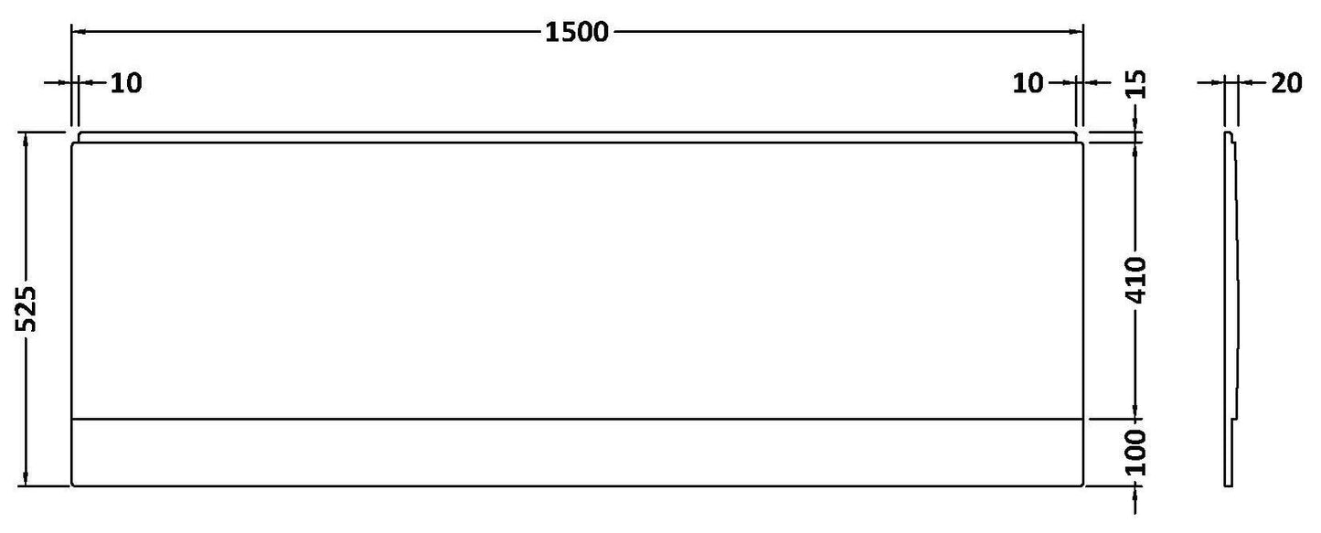 Nuie 1500mm Acrylic Front Bath Panel