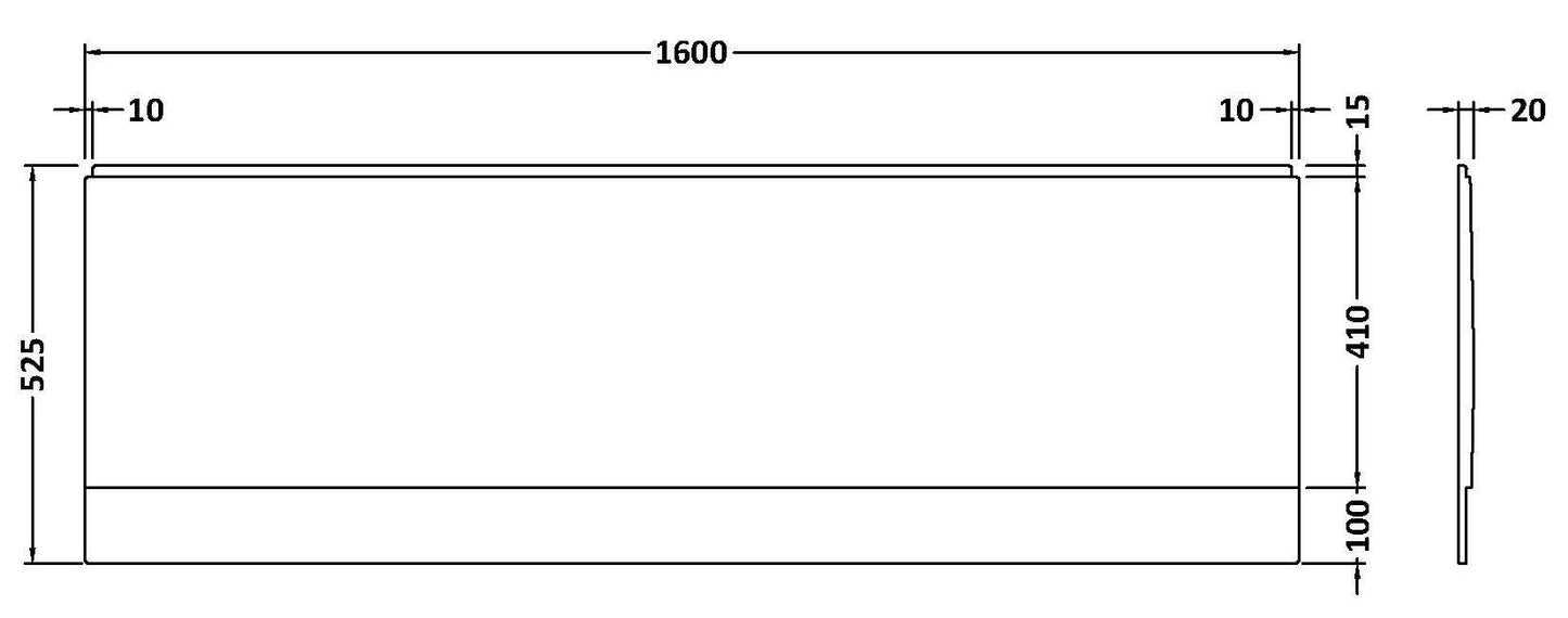 Nuie 1600mm Acrylic Front Bath Panel