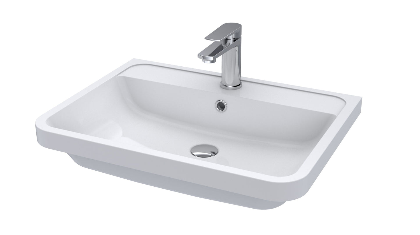 Solar 600mm Polymarble 1 Tap Hole Basin