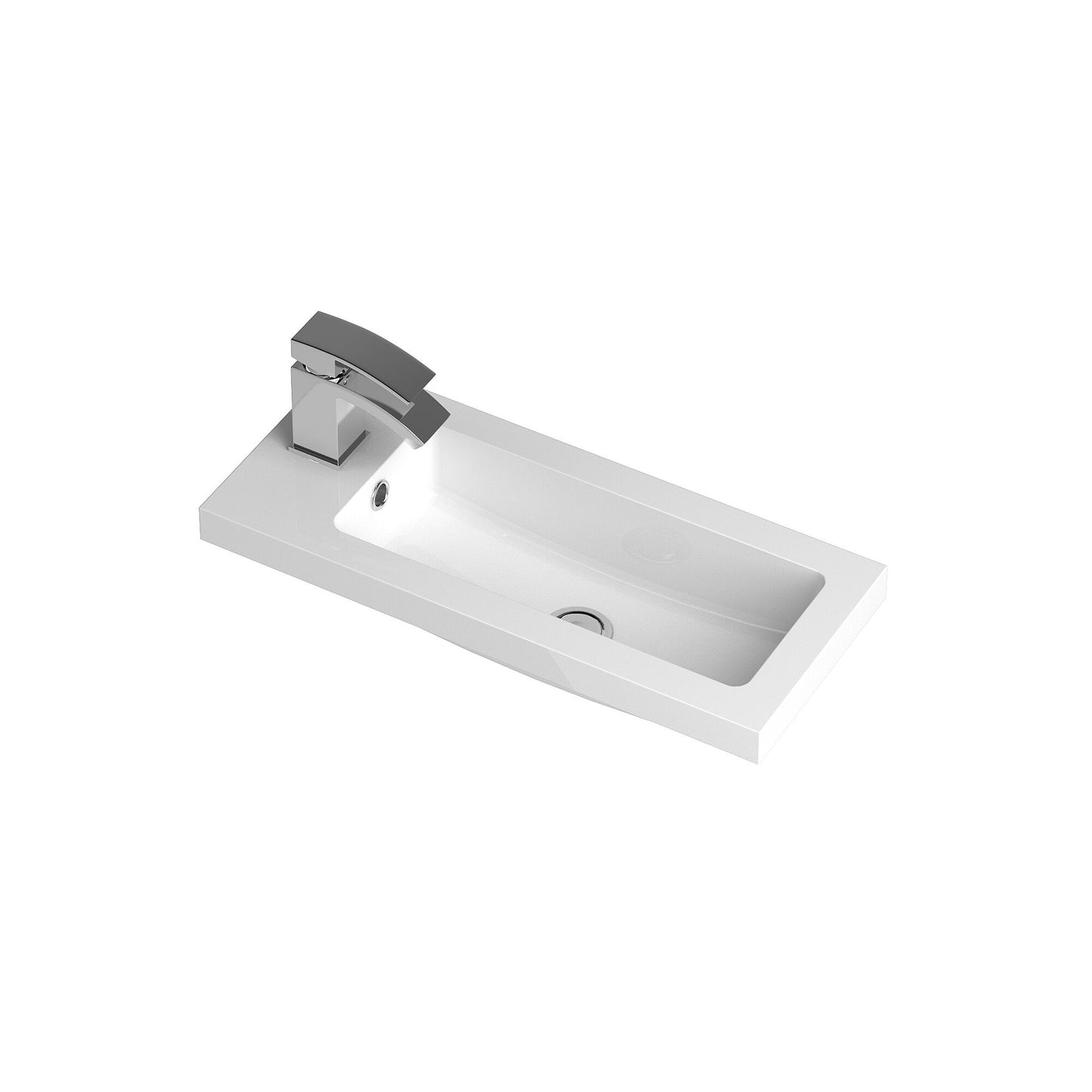 Fusion Fitted Square Compact 1 Tap Hole Polymarble Basin 600mm