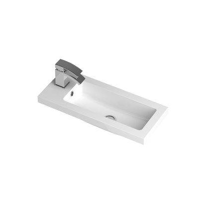 Fusion Fitted Square Compact 1 Tap Hole Polymarble Basin 600mm