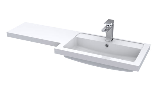Fusion Right Hand Square L-Shaped 1 Tap Hole Polymarble Basin 1100mm