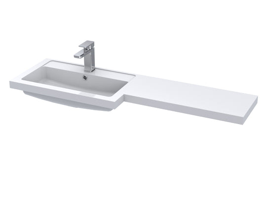 Fusion Left Hand Square L-Shaped 1 Tap Hole Polymarble Basin 1200mm