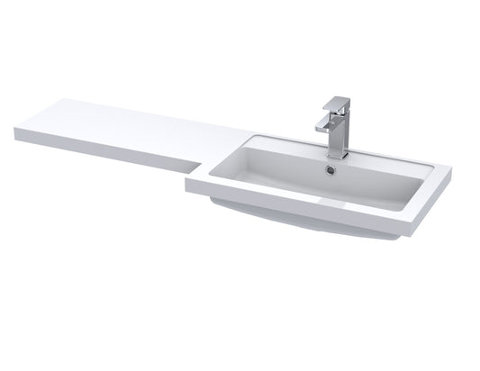 Fusion Right Hand Square L-Shaped 1 Tap Hole Polymarble Basin 1200mm