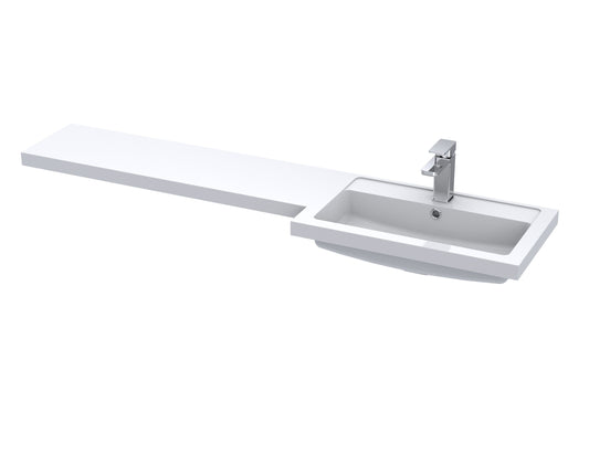 Fusion Right Hand Square L-Shaped 1 Tap Hole Polymarble Basin 1500mm