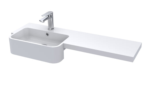 Fusion Left Hand Round Semi-Recessed 1 Tap Hole Polymarble Basin 1000mm