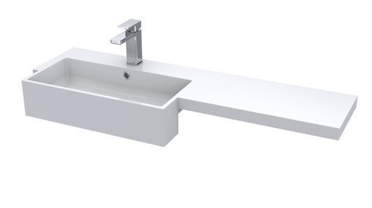 Fusion Left Hand Square Semi-Recessed 1 Tap Hole Polymarble Basin 1100mm