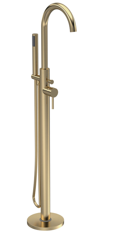 Tec  Floor Standing Bath Shower Mixer Brushed Brass