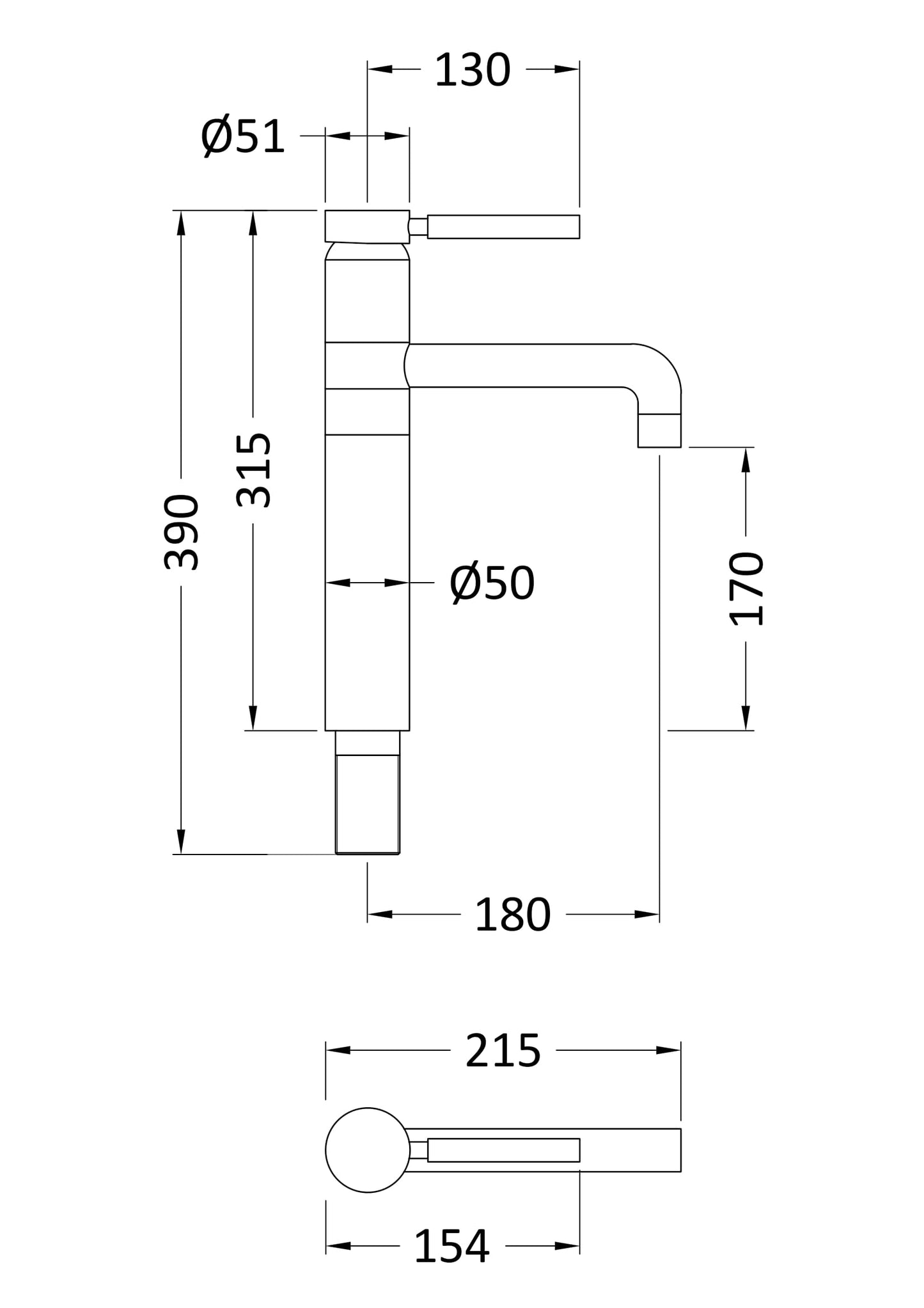 Tec Single Lever High Rise Mixer Brushed Brass
