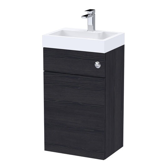 Nuie Athena 500mm Charcoal Black 2 In 1 Floor Standing Vanity Unit with Basin, WC Unit and Concealed Cistern