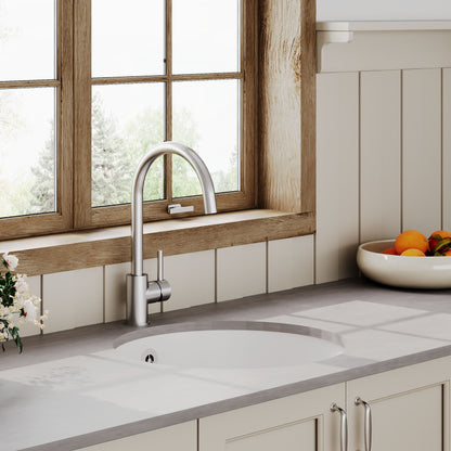 Nuie Single Bowl 460 x 191mm Fireclay White Round Inset Sink With Central Waste and Overflow