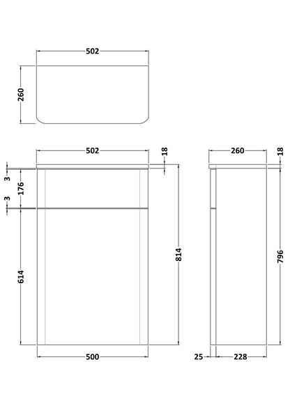 Nuie Core 500mm Soft Black Floor Standing Concealed Cistern WC Unit