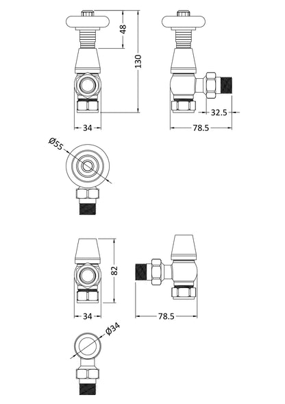 Hudson Reed Camden Chrome Thermostatic Radiator Valve