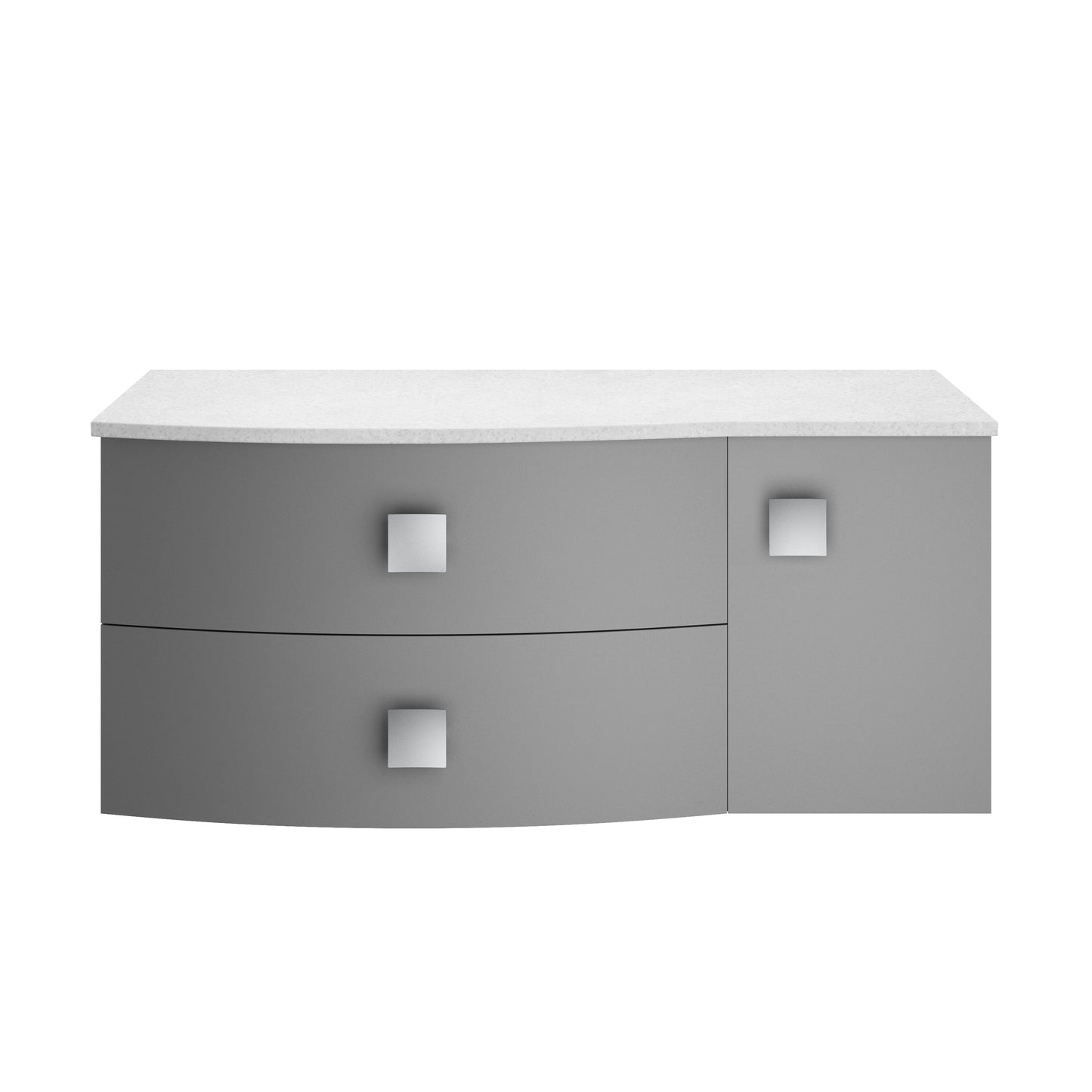 Hudson Reed Sarenna 1012mm Dove Grey Wall Hung Left Hand 2 Drawer 1 Door Vanity Unit With White Marble Top