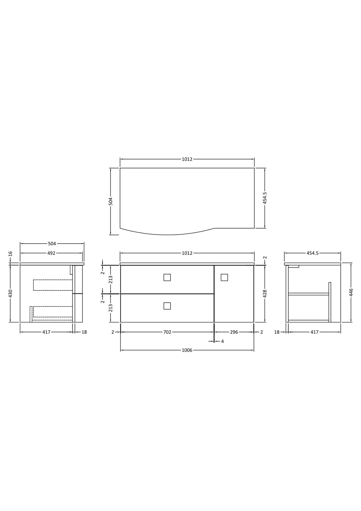 Hudson Reed Sarenna 1012mm Dove Grey Wall Hung Left Hand 2 Drawer 1 Door Vanity Unit With White Marble Top